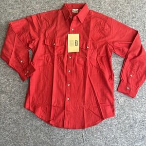 Five Brother Chamois Shirt Men's Medium Button Up‎ Heavyweight Red Faded